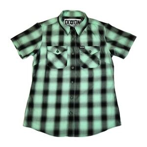 Dixxon Flannel "The Charles" Women's Cut Medium Bamboo Short Sleeve Green Plaid